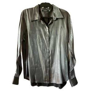 Ralph Lauren Blouse, Dark Shimmery Silver - Gray, Like new